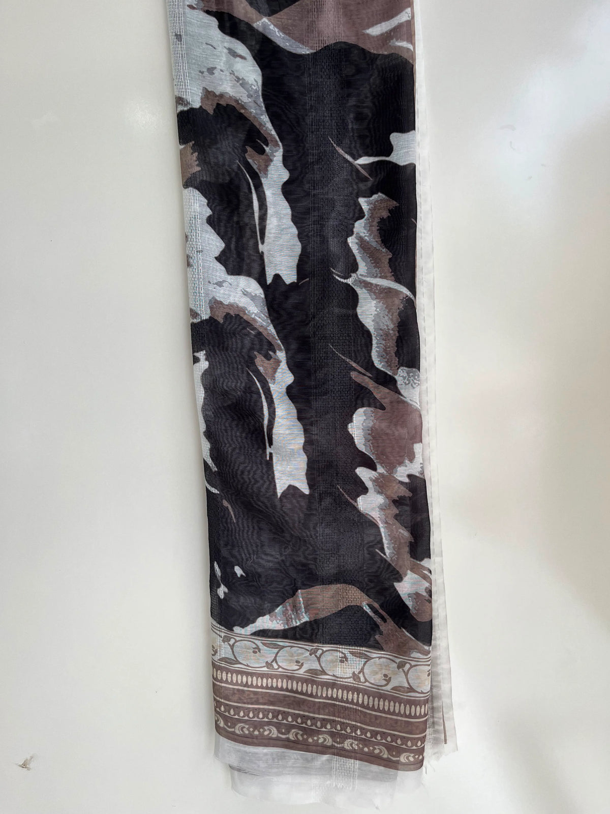 Black & White Cheetah Print Embroidered 3-Piece Stitched Suit with Dooriya Dupatta