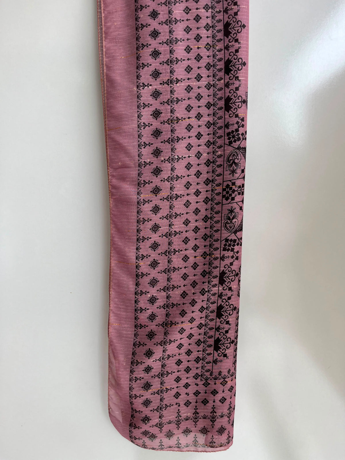 Salmon Pink & Black Paisley Embroidered Lawn 3-Piece Stitched Suit with Doriya Dupatta & Embroidered Trouser
