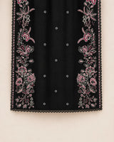 Black Embroidered Long Shirt 3-Piece Stitched Suit with Neckline Tassels & Bamber Dupatta