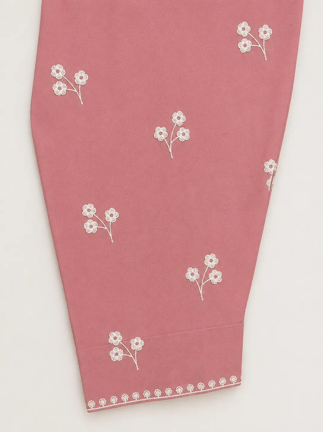 Salmon Pink Short Embroidered Lawn 3-Piece Stitched Suit with Embroidered Shalwar & Silk Dupatta