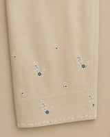 Teal Blue Embroidered Lawn Short Kurti 2-Piece Stitched Suit with Off-White Embroidered Shalwar