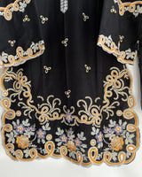 Black & White Embroidered Short Shirt 3-Piece Stitched Suit with Bamber Dupatta