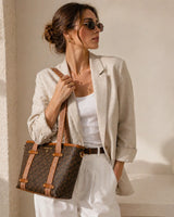 Michael Kors Signature Monogram Medium Tote Bag | Logo Strap Shoulder Purse