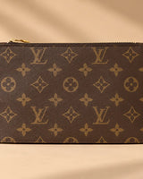 Brown Monogram Tote Bag with Tan Handles & Matching Pouch | Sufaab