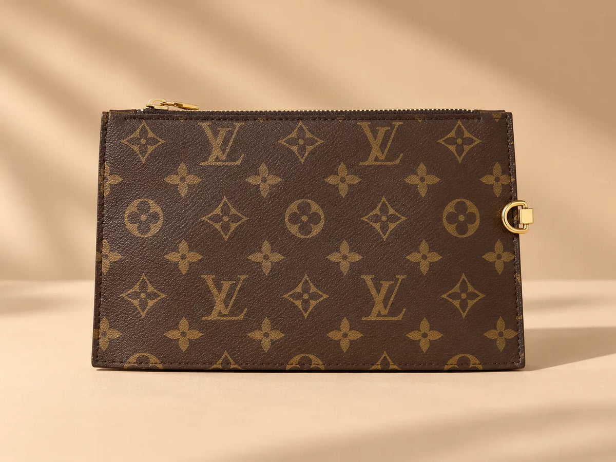 Brown Monogram Tote Bag with Tan Handles & Matching Pouch | Sufaab