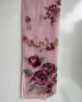 Baby Pink Floral Embroidered Long 3-Piece Stitched Lawn Suit with Chiffon Dupatta & Plain Trouser