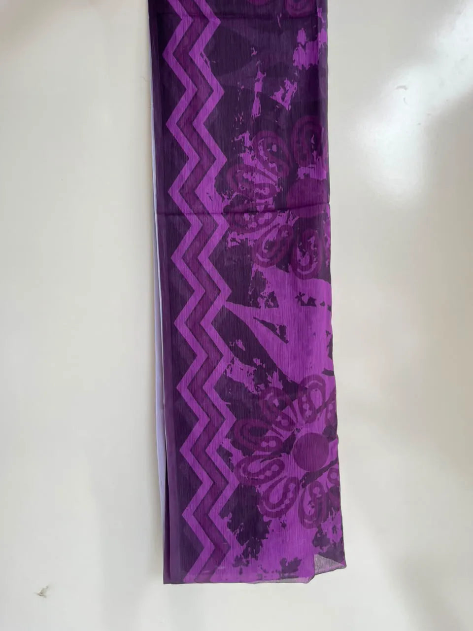 Deep Plum Purple Embroidered Lawn Frock 3-Piece Stitched Suit with Printed Chiffon Dupatta