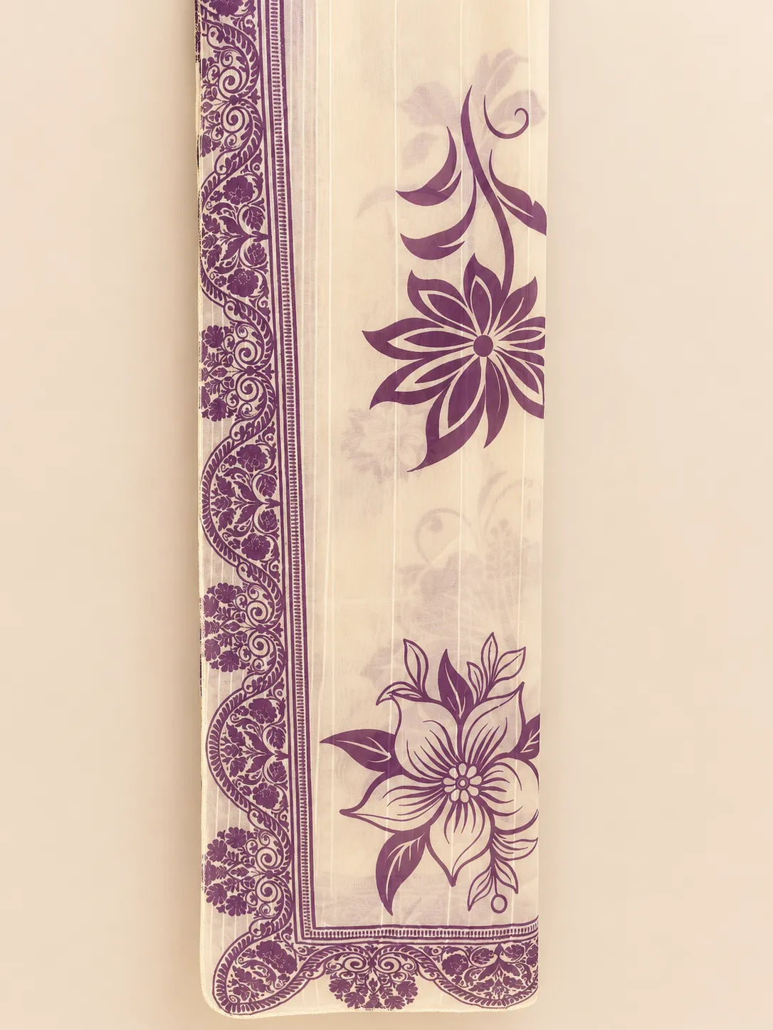 Royal Purple Embroidered Short Lawn Kurti 3-Piece Stitched Suit with Printed Dupatta & Embroidered Trouser