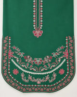 Emerald Green Embroidered 2-Piece Stitched Suit with Round Hem & Embroidered Trouser