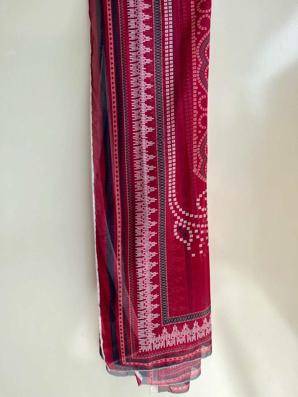 Shocking Pink Embroidered Lawn 3-Piece Stitched Short Suit with Farshi Shalwar & Silk Dupatta