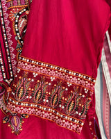 Shocking Pink Embroidered Lawn 3-Piece Stitched Short Suit with Farshi Shalwar & Silk Dupatta