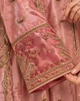 Dusty Rose Pink Embroidered China Patti 3-Piece Pakistani Suit with Dupatta | Sufaab