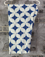 Turkish Print Blue & White Lawn 2 Piece Kaftan Suit | Tile Neckline & Matching Trousers